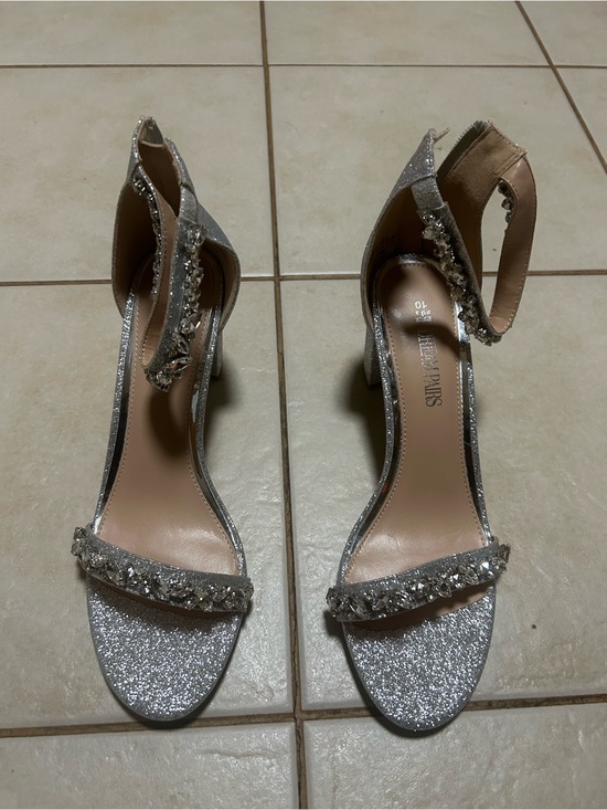 Shoes - Sparkling Silver Ankle-Strap Evening Sandals